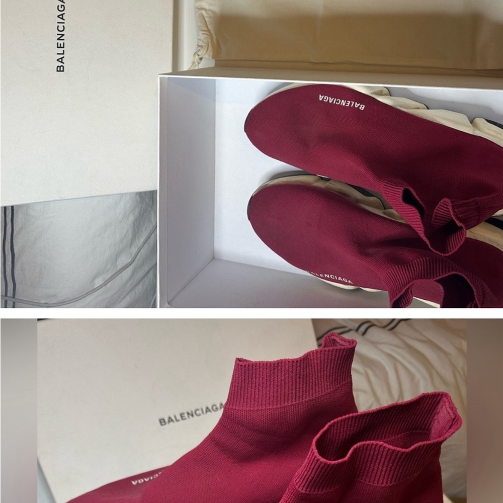 Balenciaga High Top Sock Sneaker Slip-on - Red - Women’s Size 41 EU/IT - Picture 6 of 11